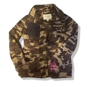 Jessica Simpson Girls 4T Zip Up Camouflage Girl Power Jacket with Jean Accents